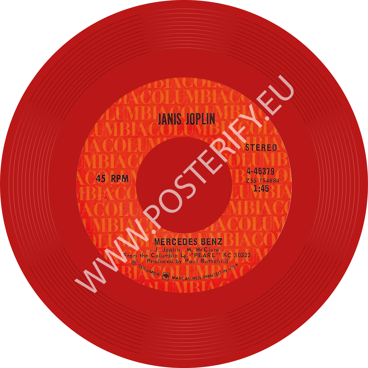 Janis Joplin, Mercedes Benz, Vinyl Single Mat