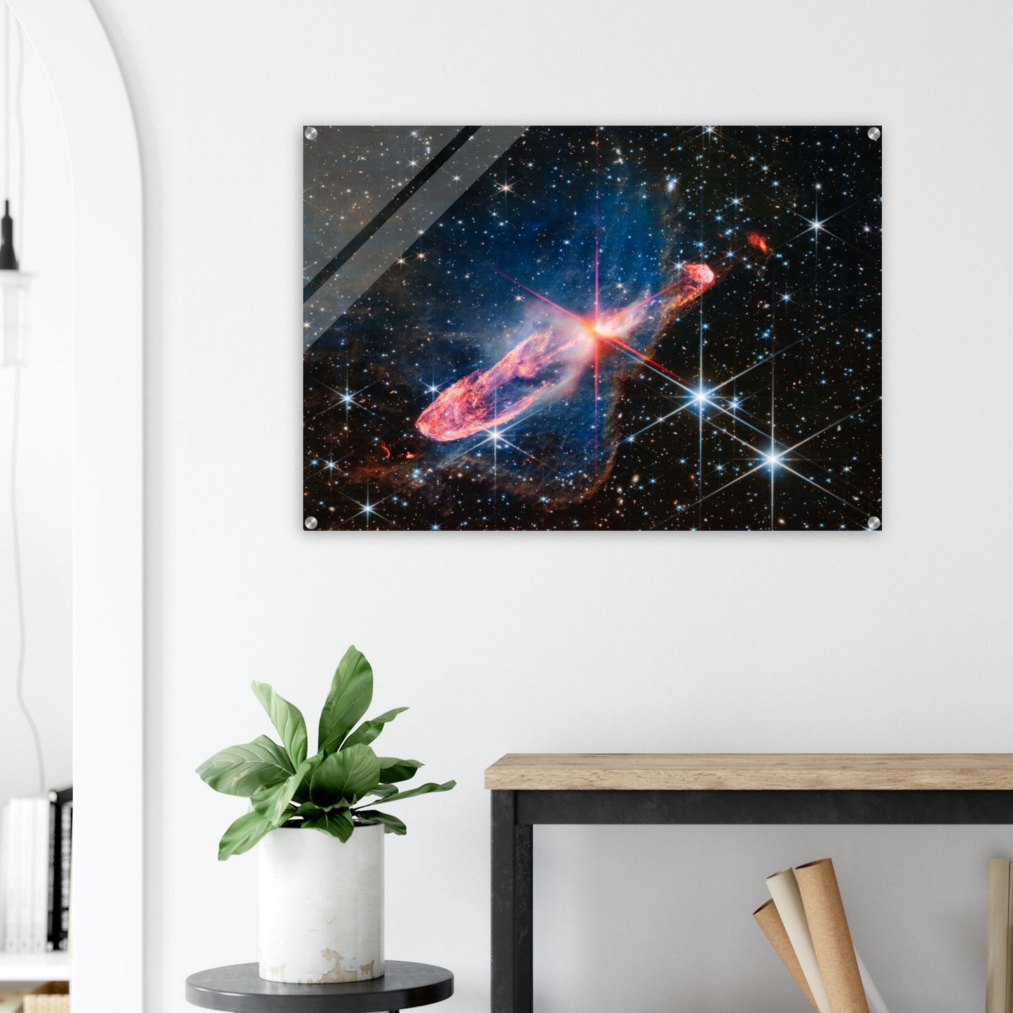 Acrylic HQ Photo Print of the 'Question Mark' Herbig - Haro 46/47, James Webb Telescope, NASA - Posterify