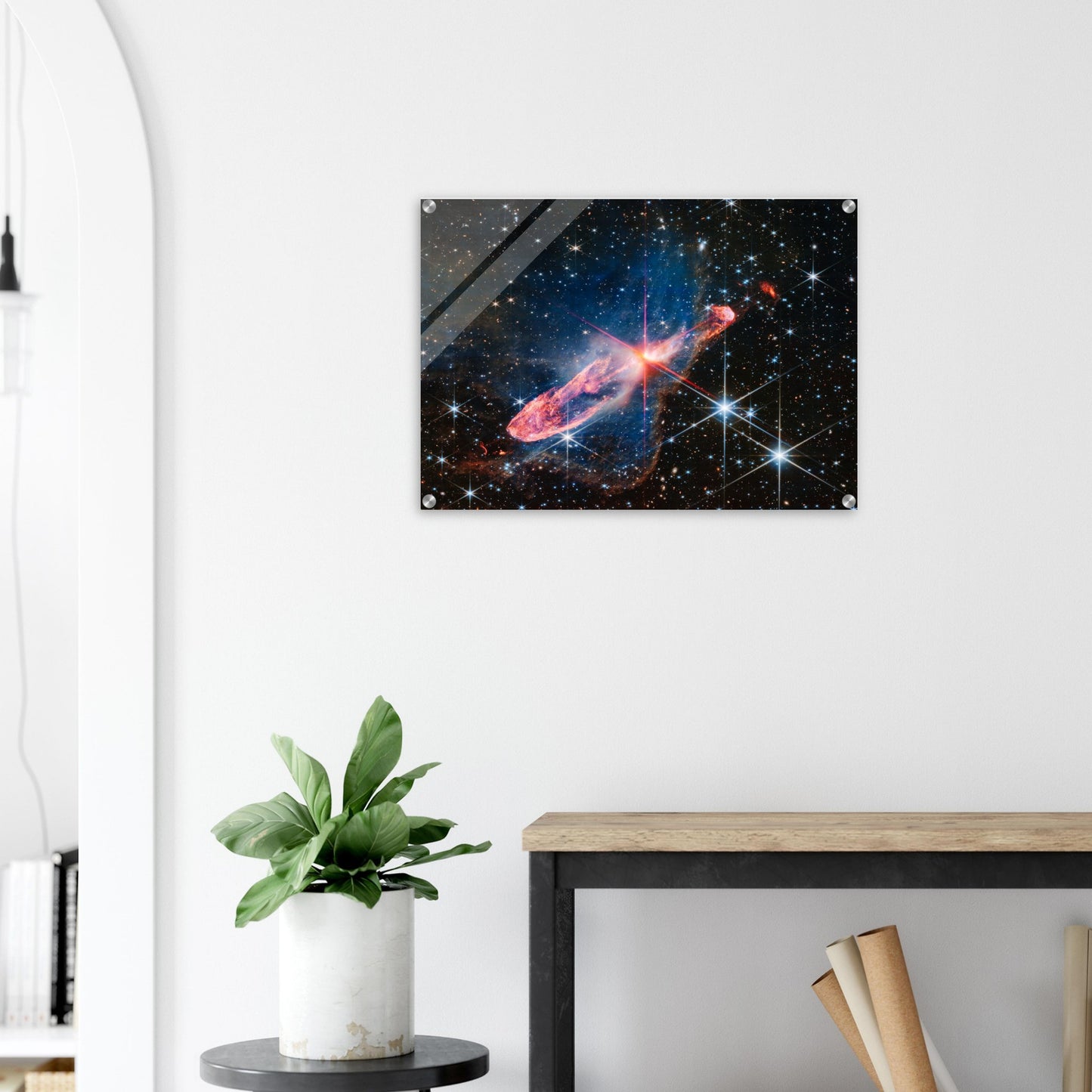 Acrylic HQ Photo Print of the 'Question Mark' Herbig - Haro 46/47, James Webb Telescope, NASA - Posterify