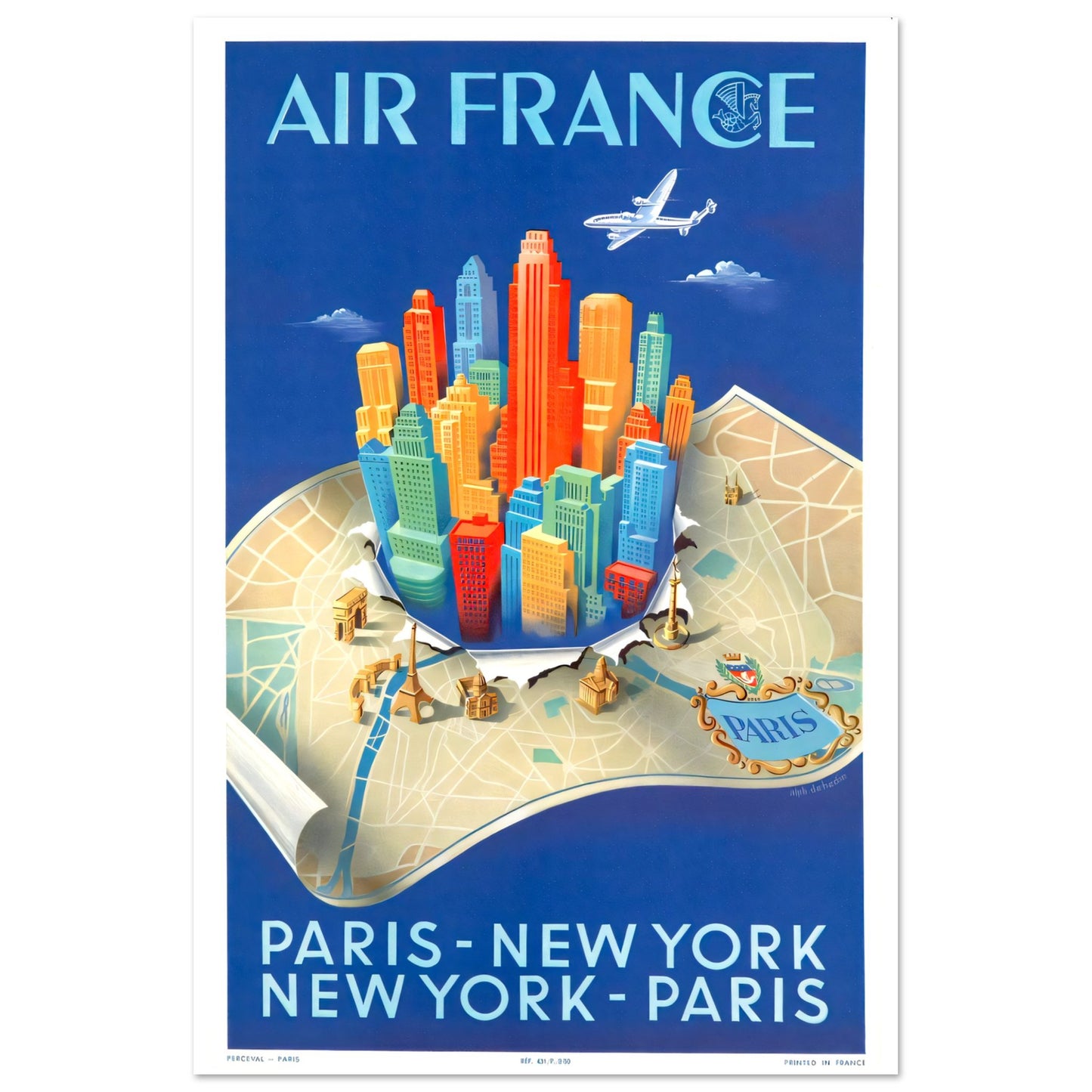 Air France Vintage poster reprint on Premium Matte Paper - Posterify