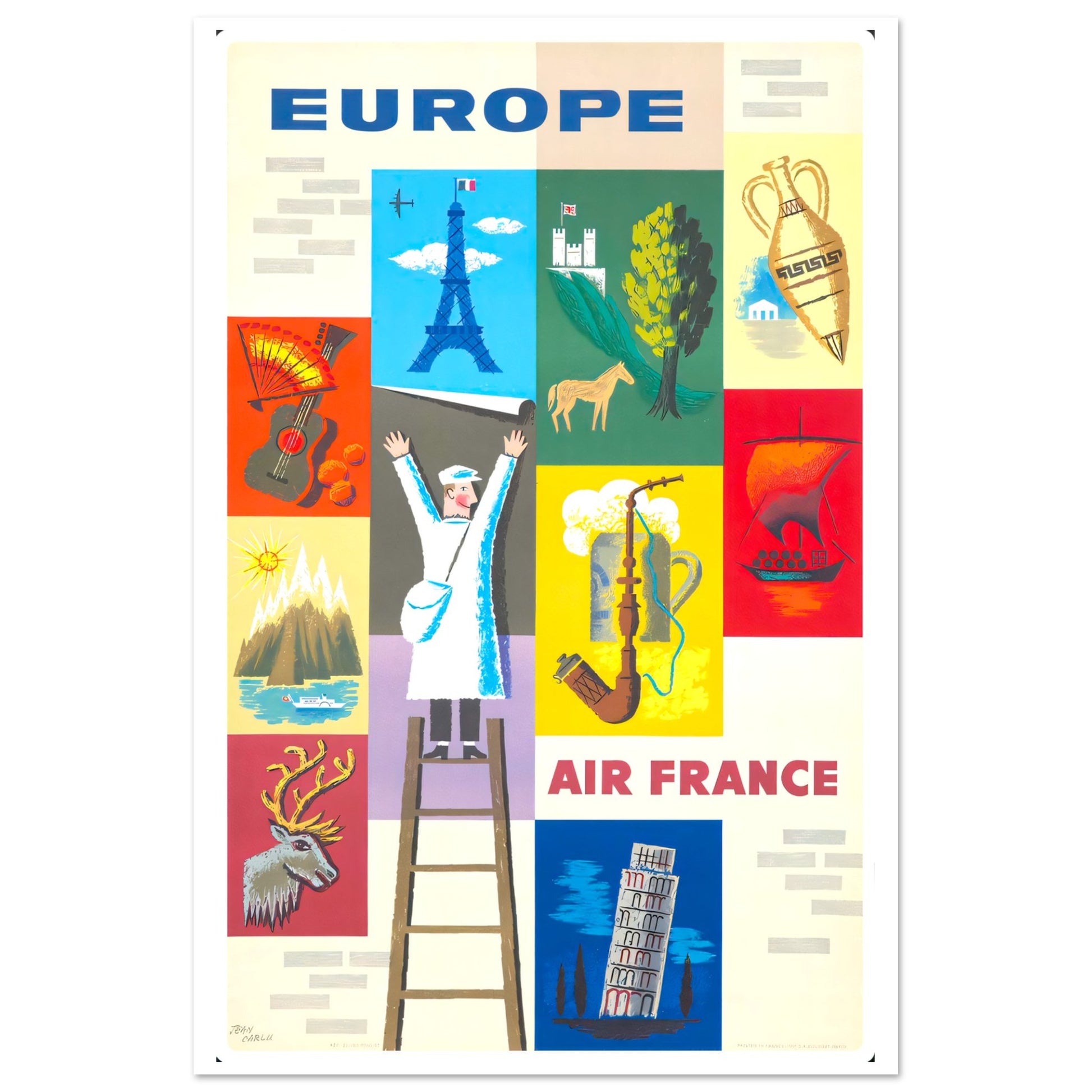 Air France Vintage poster reprint on Premium Matte Paper - Posterify