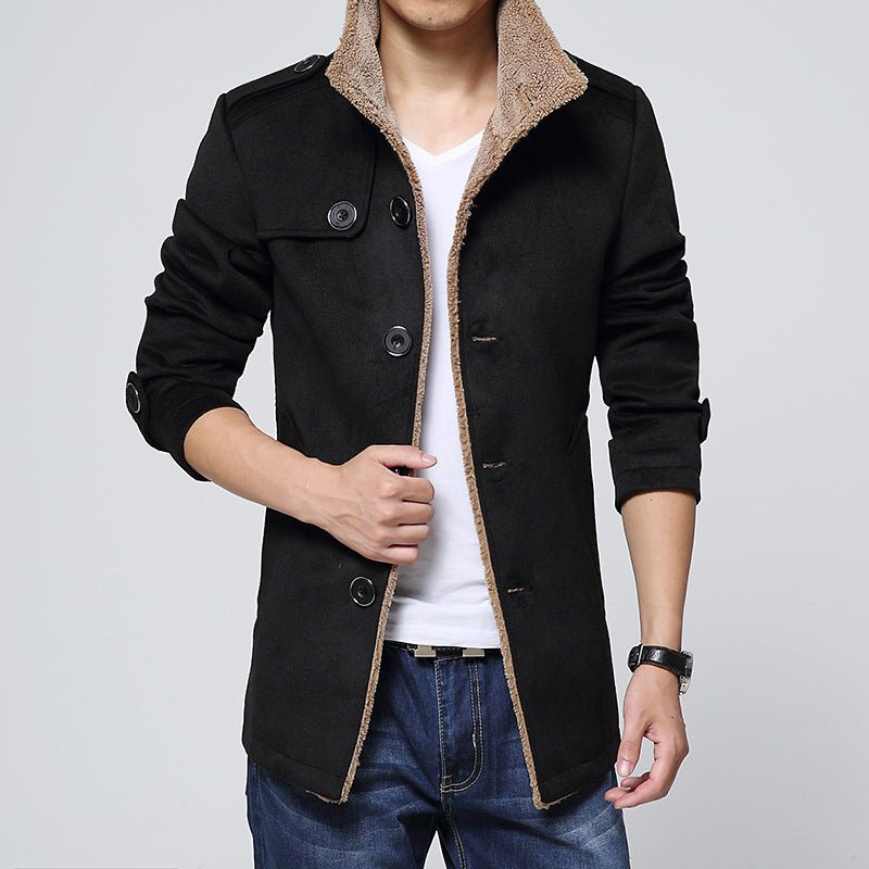 Autumn And Winter Stand Collar Lamb Wool Men's Woolen Jacket - Posterify