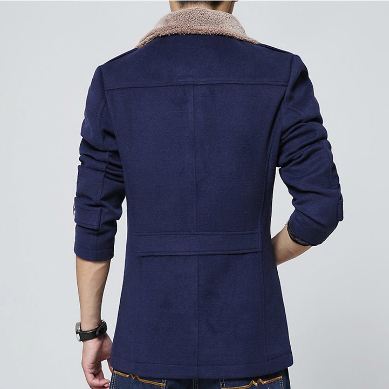 Autumn And Winter Stand Collar Lamb Wool Men's Woolen Jacket - Posterify