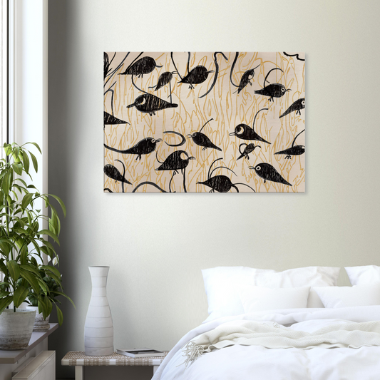 Canvas with birds #2 line pattern by Posterify Design