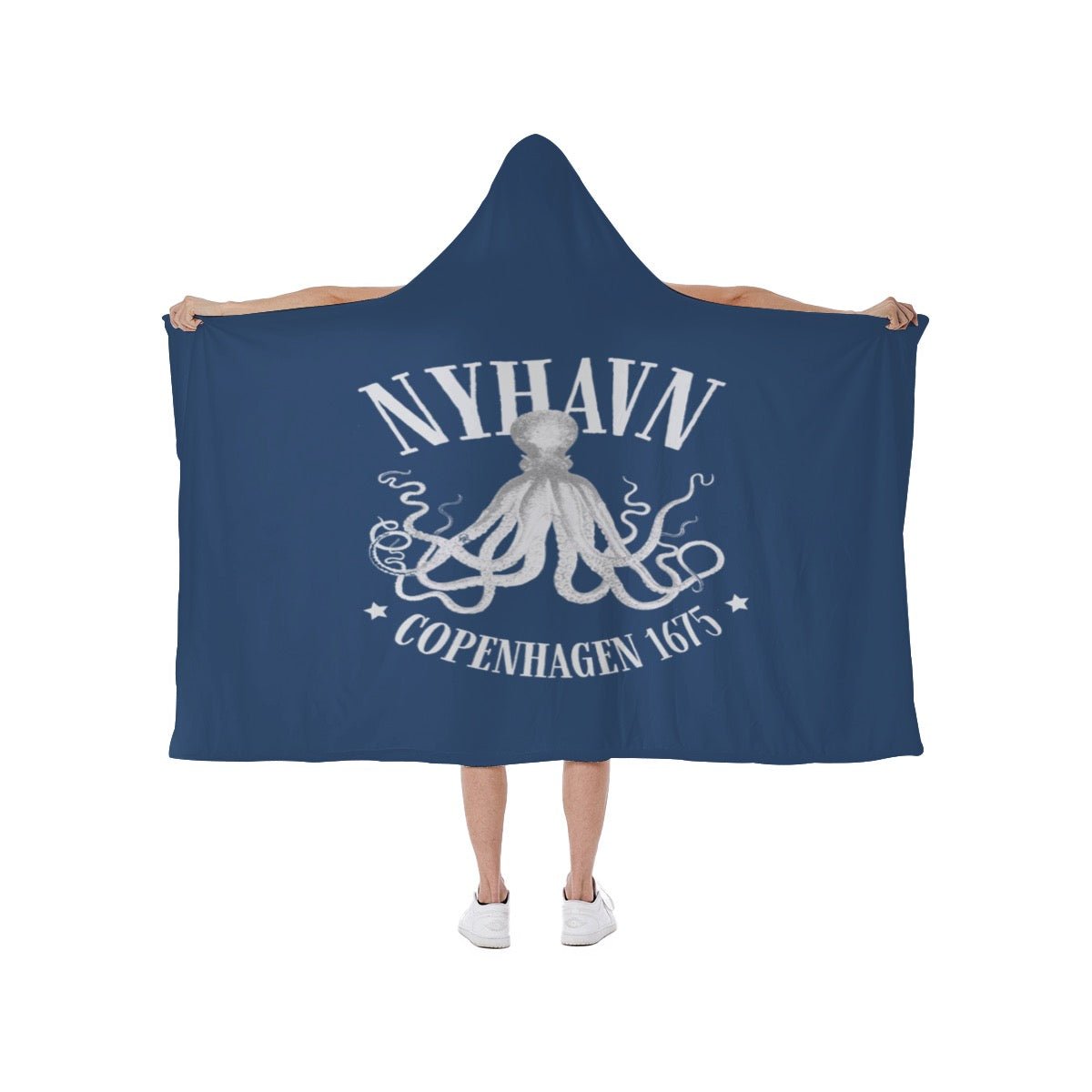 Beach Hooded blanket Nyhavn 1675 Copenhagen With Soft Fleece Lining - Posterify