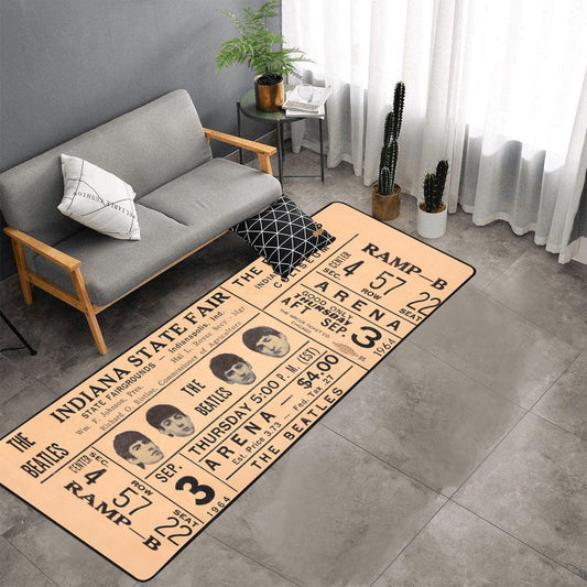 Beatles Original Concert Ticket Area Rug with Black Binding 10'x3'3'' - Posterify