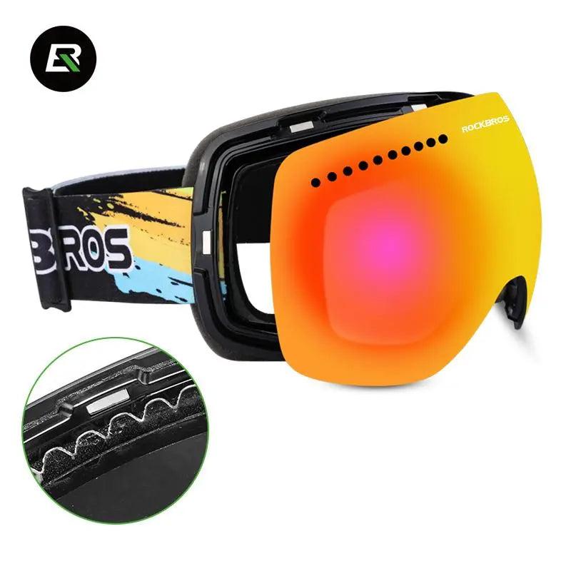 ROCKBROS Professional Double - Layer Snow UV - Protection Multi - Color Anti - fog Akiing Eye Wear Snowboarding Skiing Glasses Goggles - Posterify