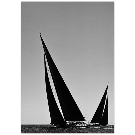 Black and White J - class Yacht poster on Premium Semi - Glossy Paper Poster (Legacy) - Posterify