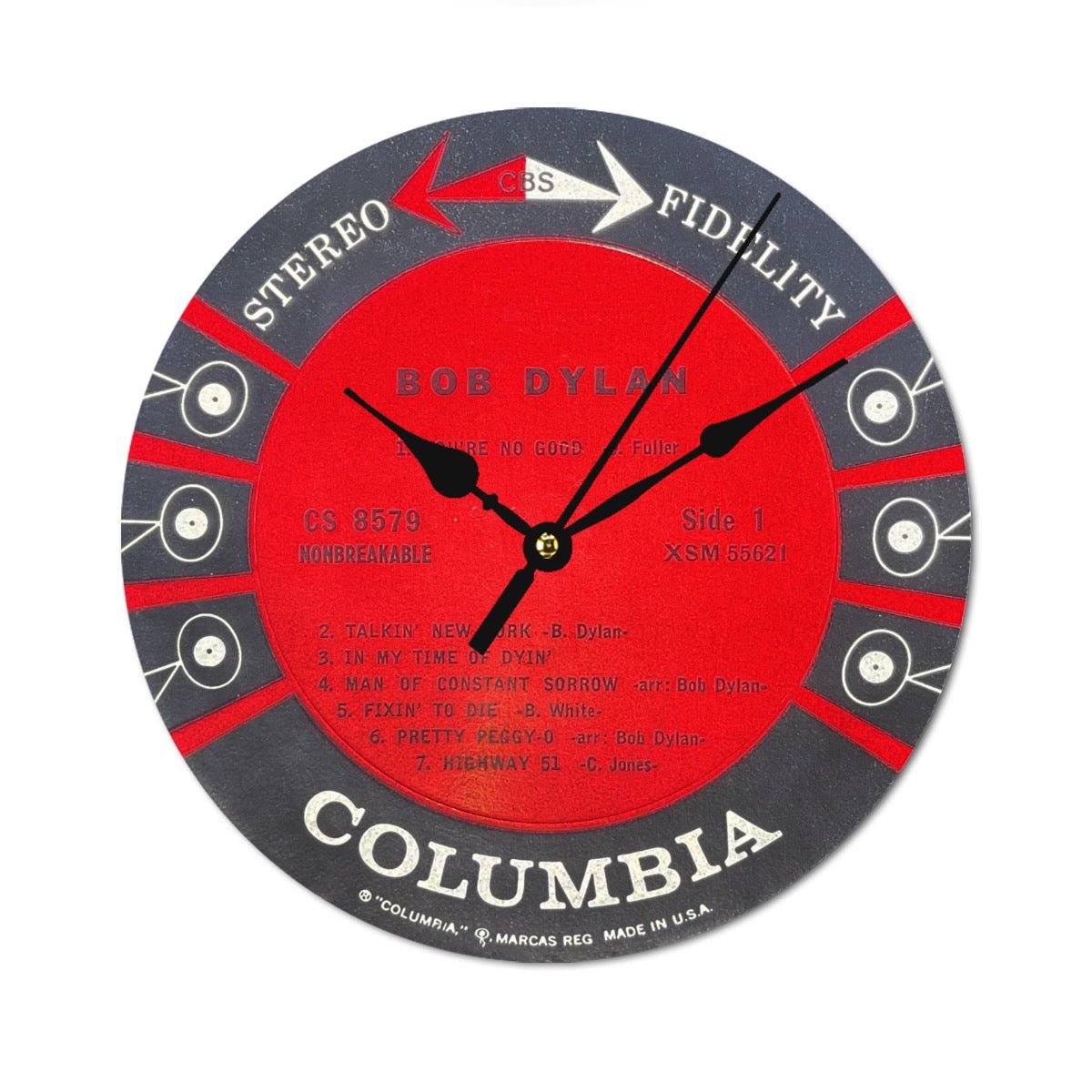 Bob Dylan Vinyl Record Label Wood Clock - Posterify