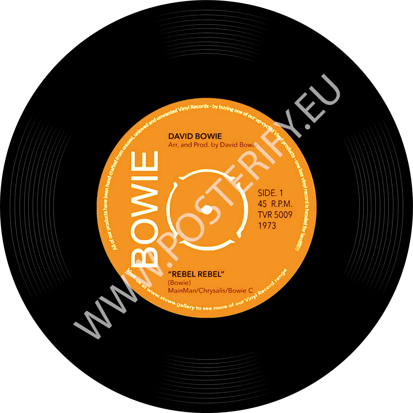 David Bowie, Rebel Rebel, Single Vinyl Record Round Mat (Can also be used as sound Damper on wall - Posterify