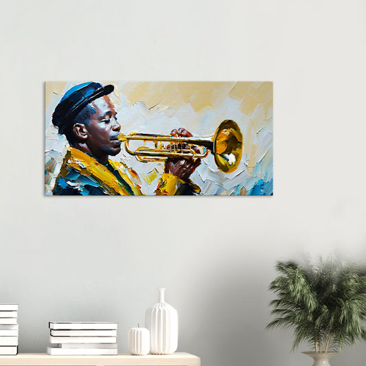 Canvas Print Trumpet player abstract art by Posterify design 50X100cm - Posterify