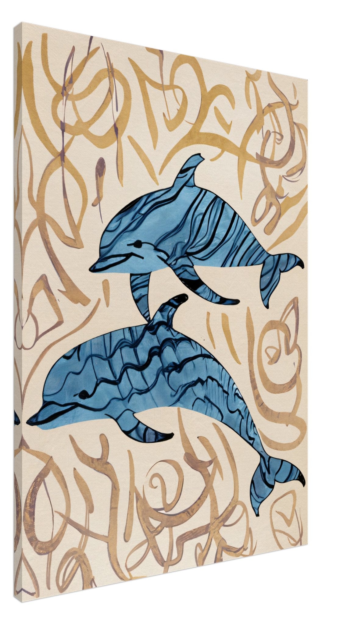 Canvas Print with line drawing of Dolphins by Posterify Design - Posterify