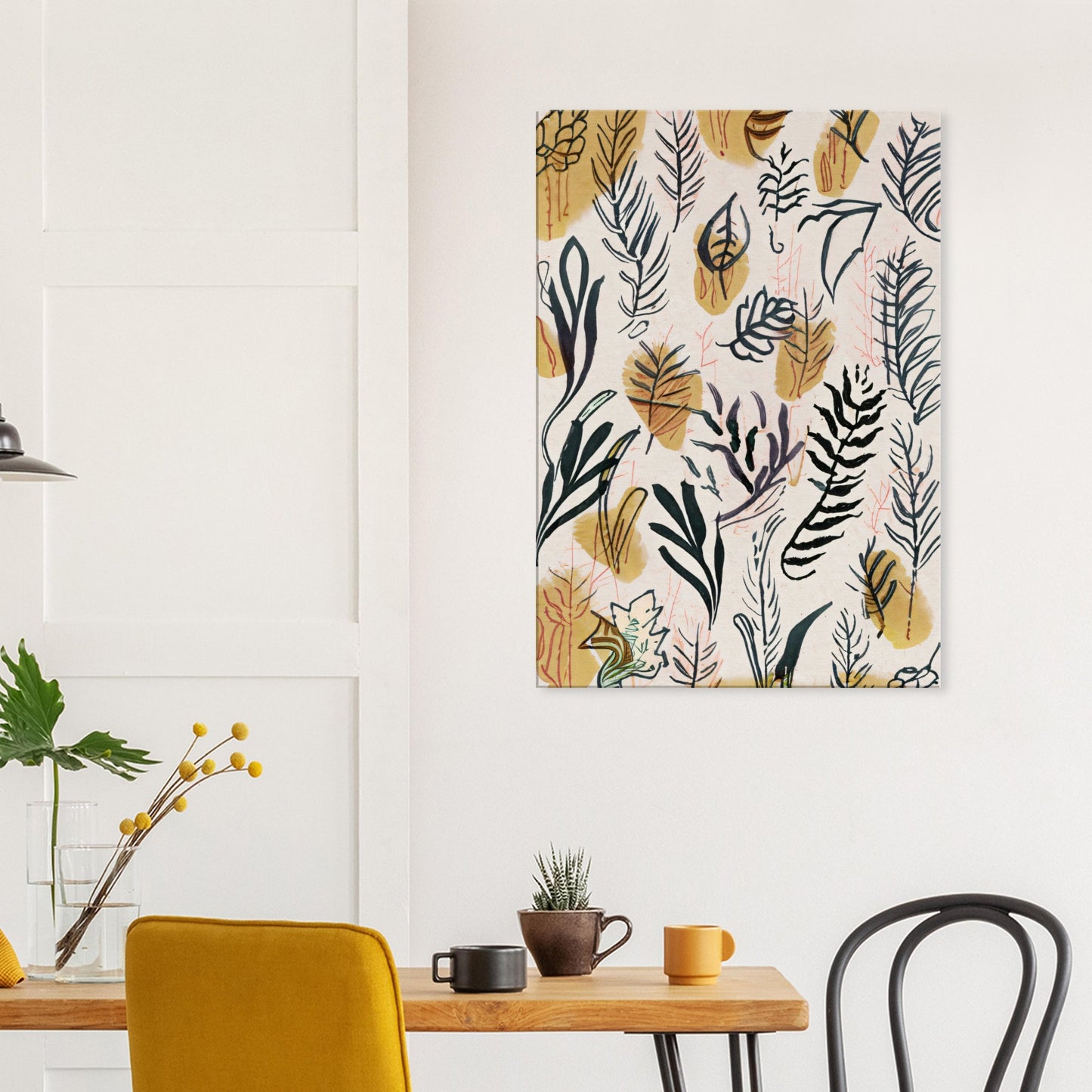 Canvas Print with line drawing of Leafs by Posterify Design - Posterify