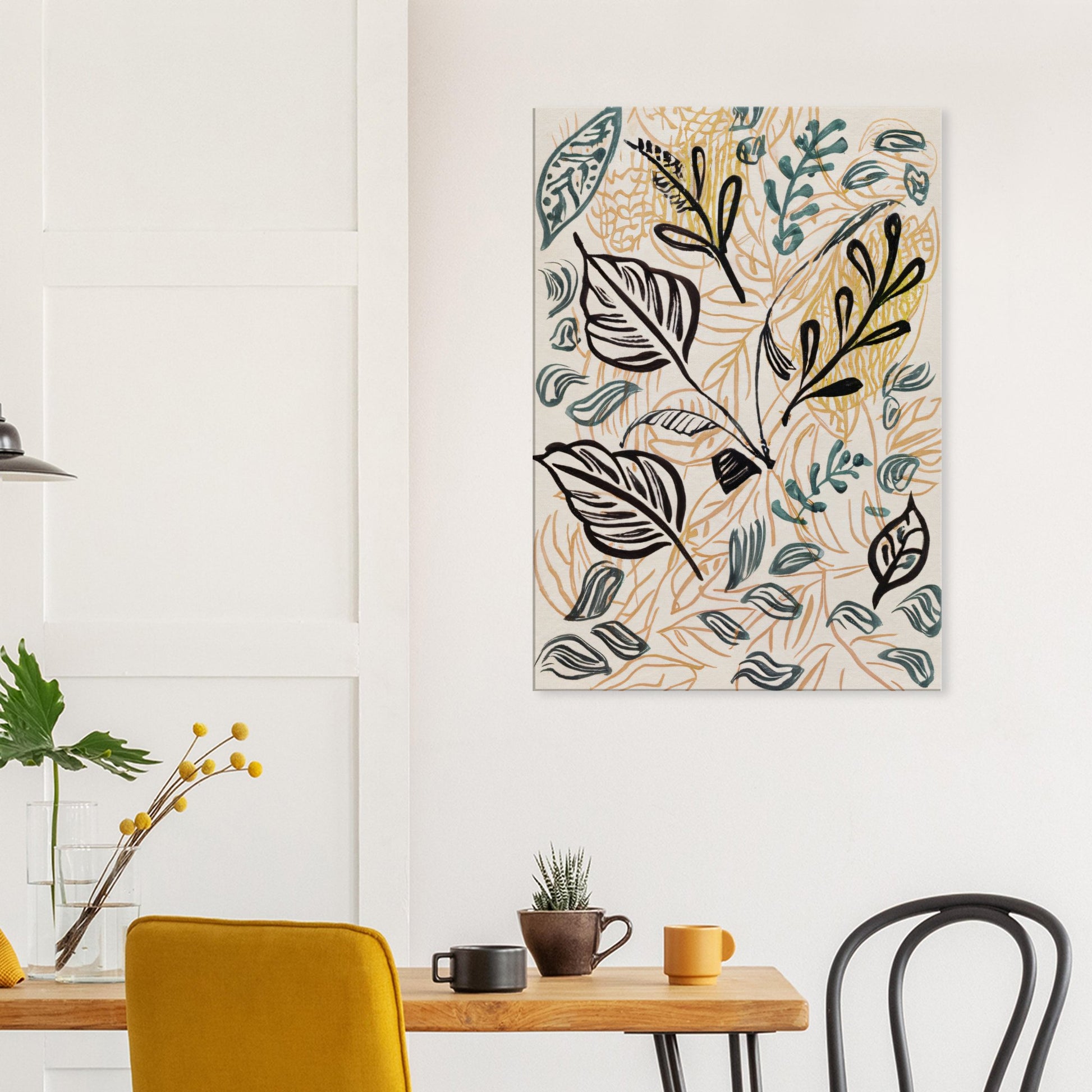 Canvas Print with line drawing of Leafs by Posterify Design - Posterify