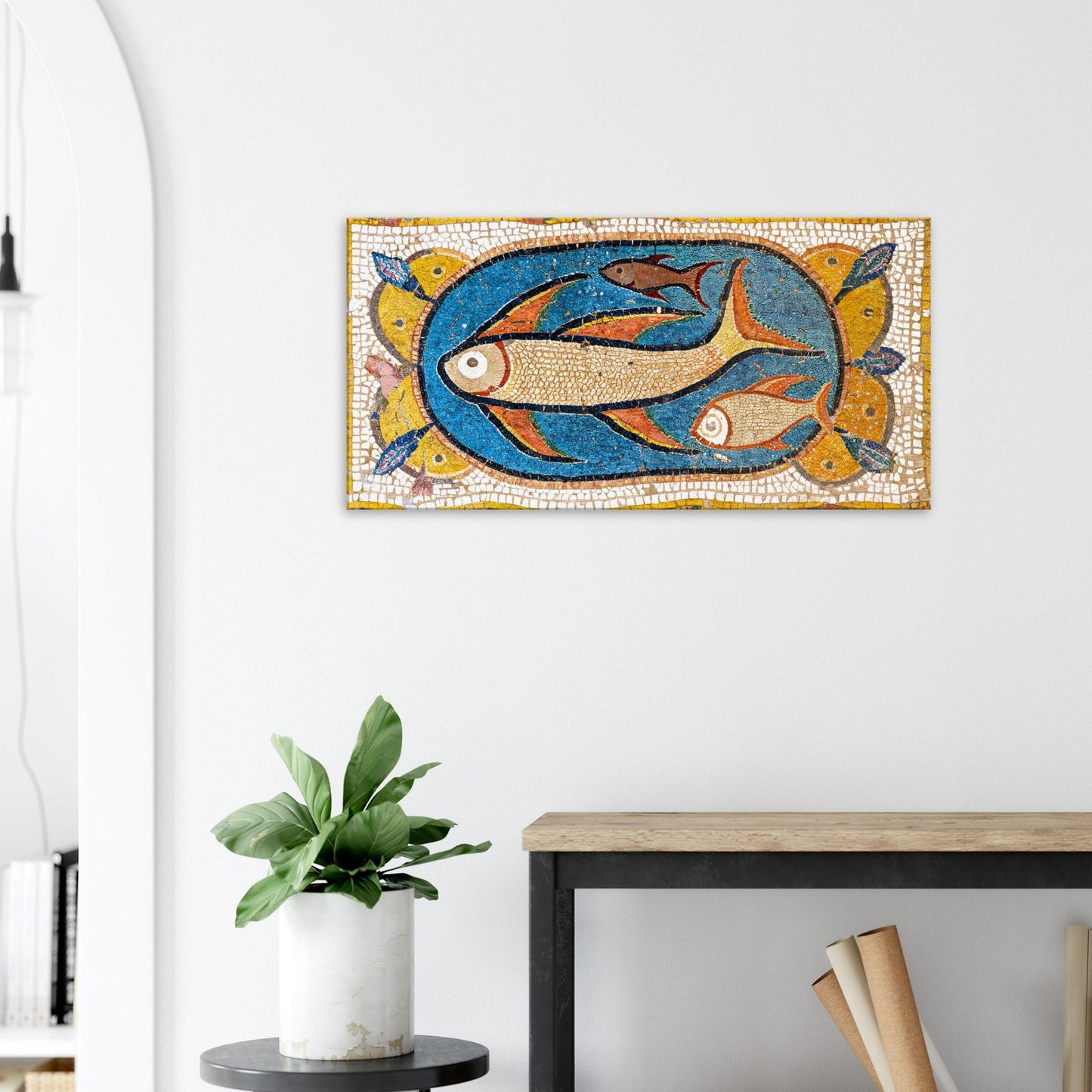 Canvas Roman Mosaic Flying Fish by Posterify Design - Posterify