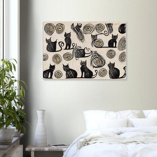 Canvas with cats line pattern by Posterify Design - Posterify