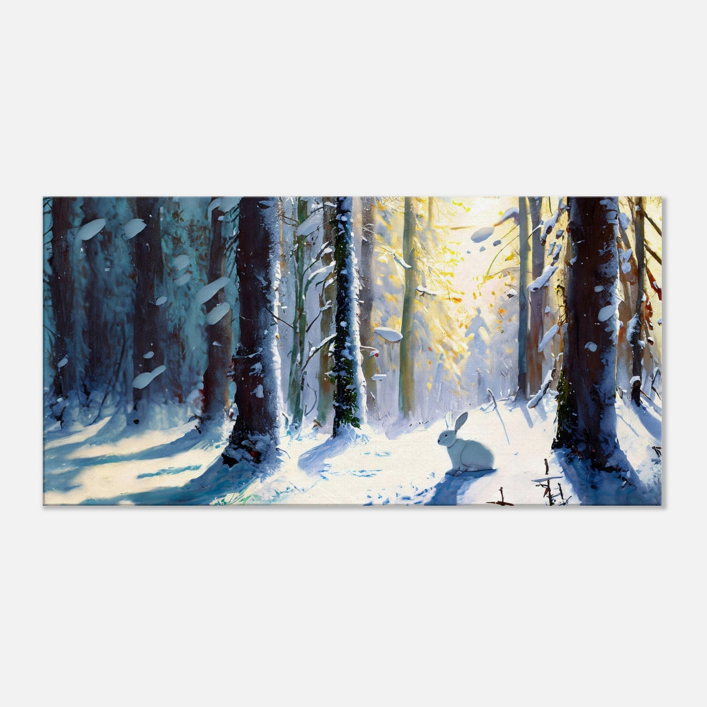 Winter forest with rabbit on canvas print abstract art By Posterity design 50X100cm - Posterify