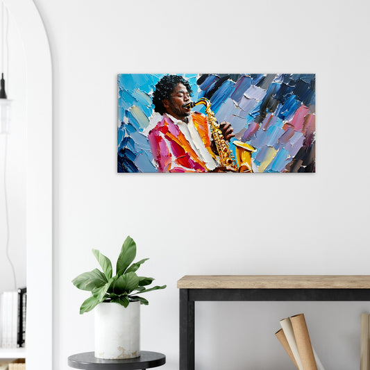 Canvas Print Saxophone Player #3 abstract art by Posterify design 50X100cm - Posterify