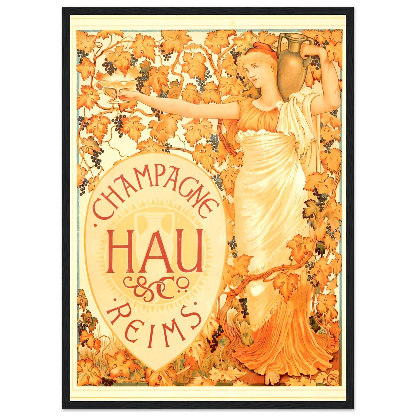 Champagne Vintage poster reprint on Premium Matte Paper - Posterify