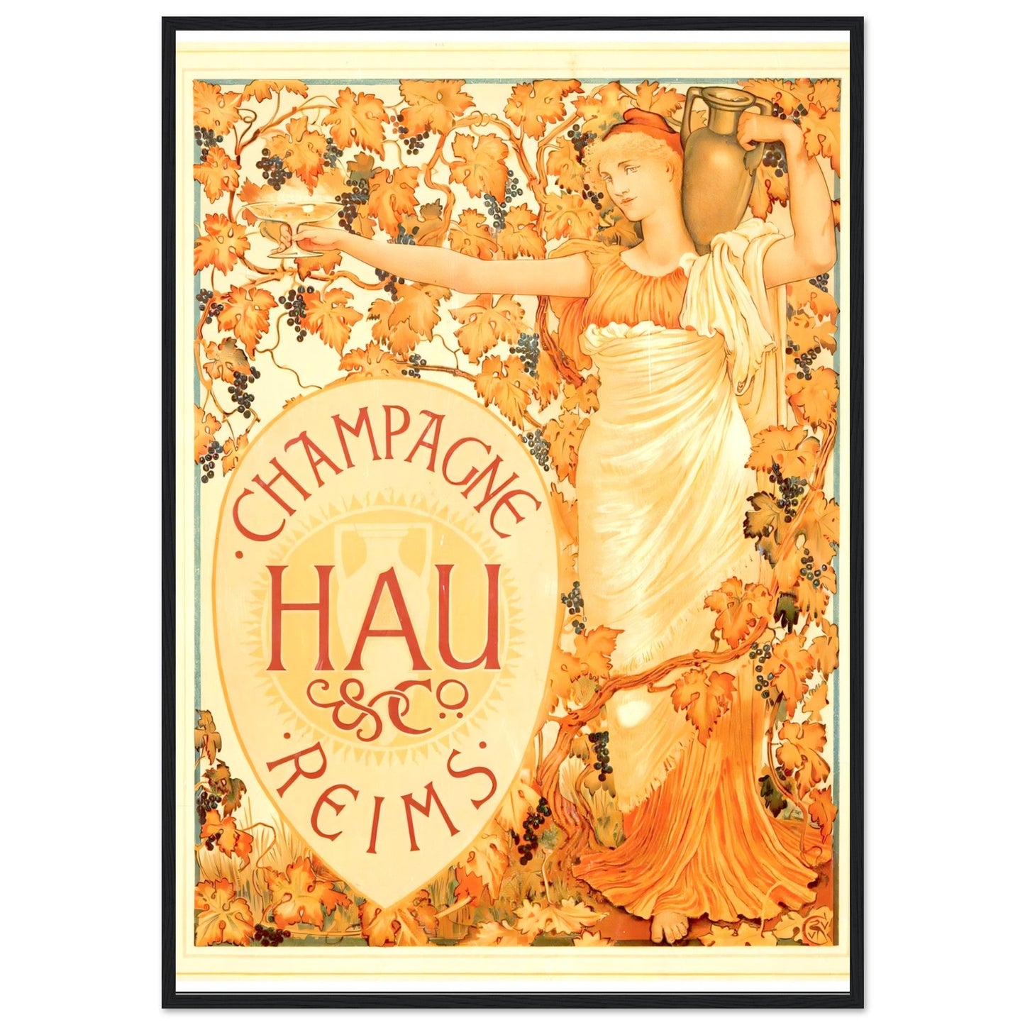 Champagne Vintage poster reprint on Premium Matte Paper - Posterify