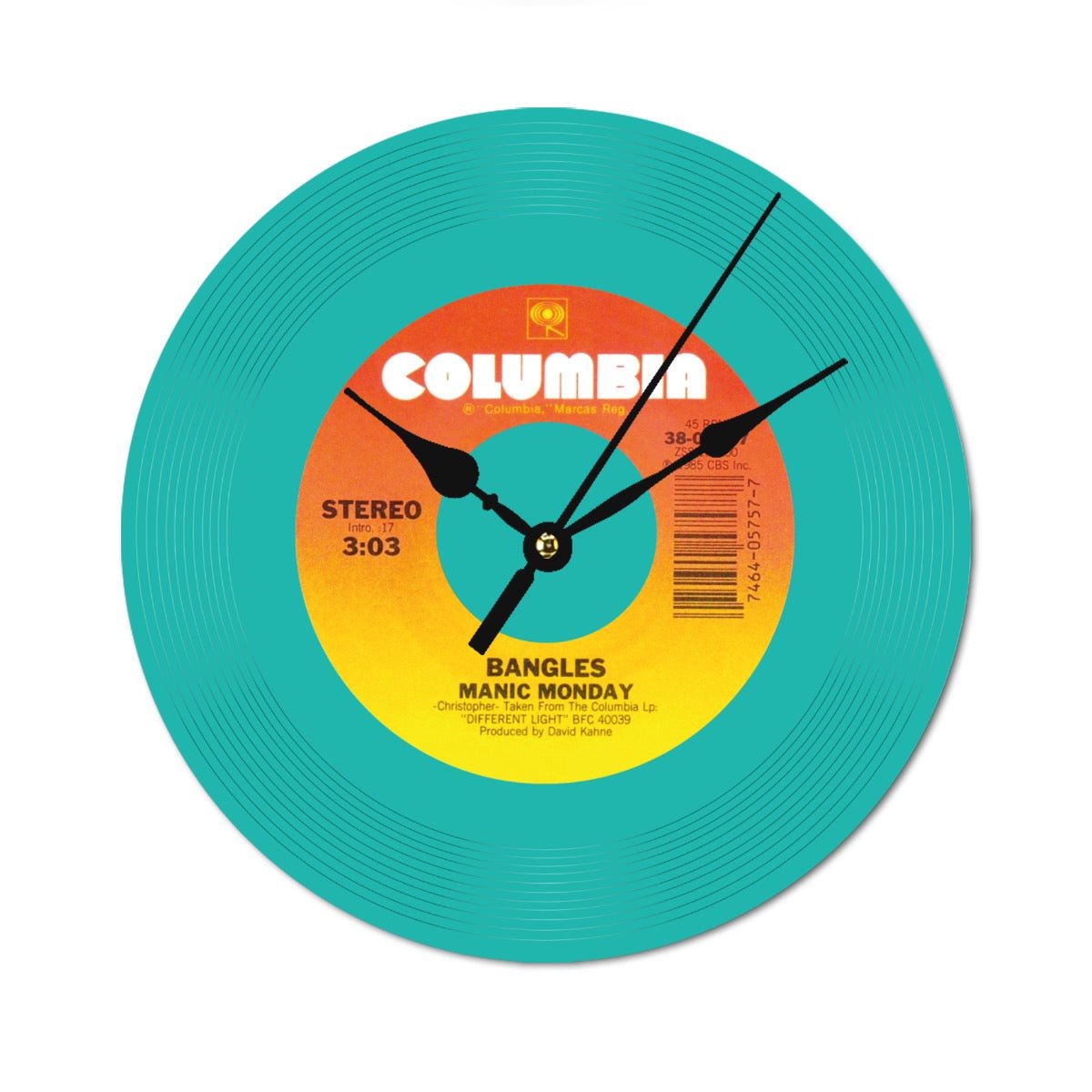 Clock, Bangles, Manic Monday; Vinyl Single Record, Made of Wood, (Customize a clock on request) - Posterify