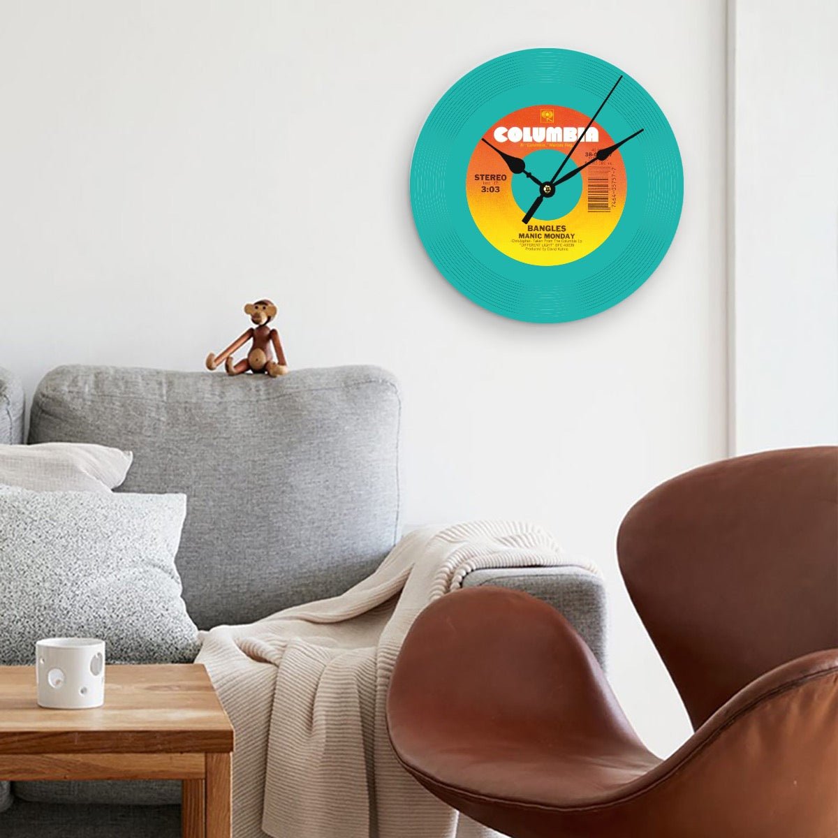 Clock, Bangles, Manic Monday; Vinyl Single Record, Made of Wood, (Customize a clock on request) - Posterify