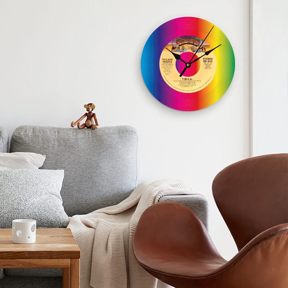 Clock, Village People YMCA Vinyl Record, made in Wood (Customize a clock on request) - Posterify