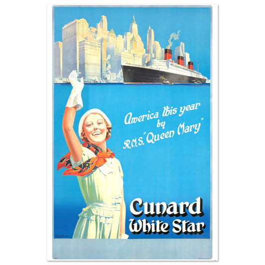 Cunard White Star Vintage poster reprint on Premium Matte Paper - Posterify