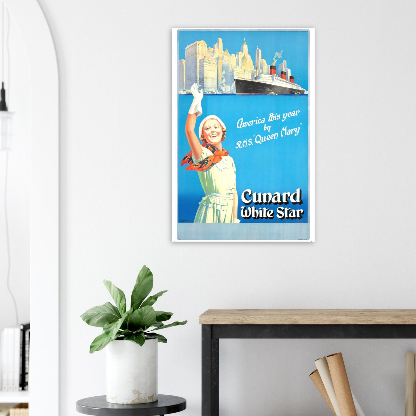 Cunard White Star Vintage poster reprint on Premium Matte Paper - Posterify