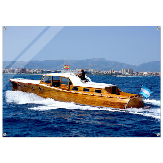 Acrylic HQ Photo Print Classic motor boat in Mallorca