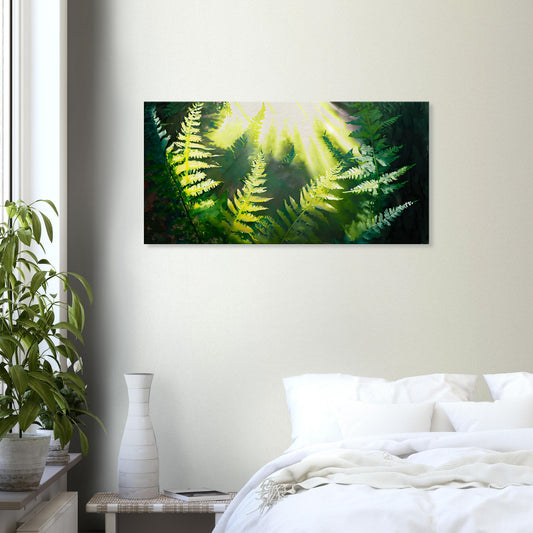 Canvas Print abstract painting of fern by Posterify Design 50X100cm