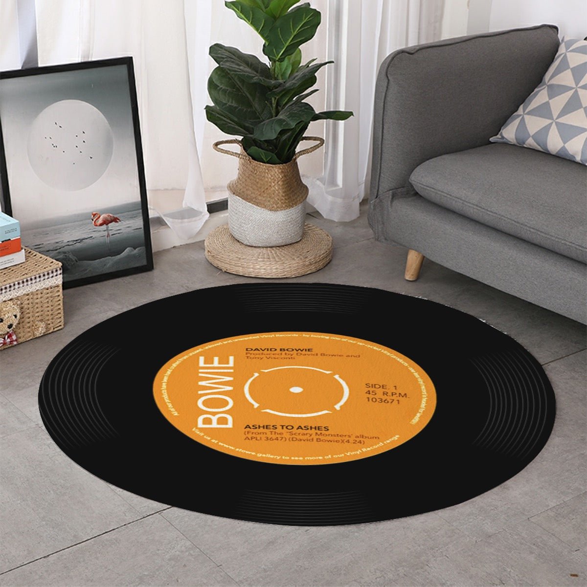 David Bowie, Ashes to Ashes, Single Vinyl Record Round Mat (Can also be used as sound Damper on wall - Posterify