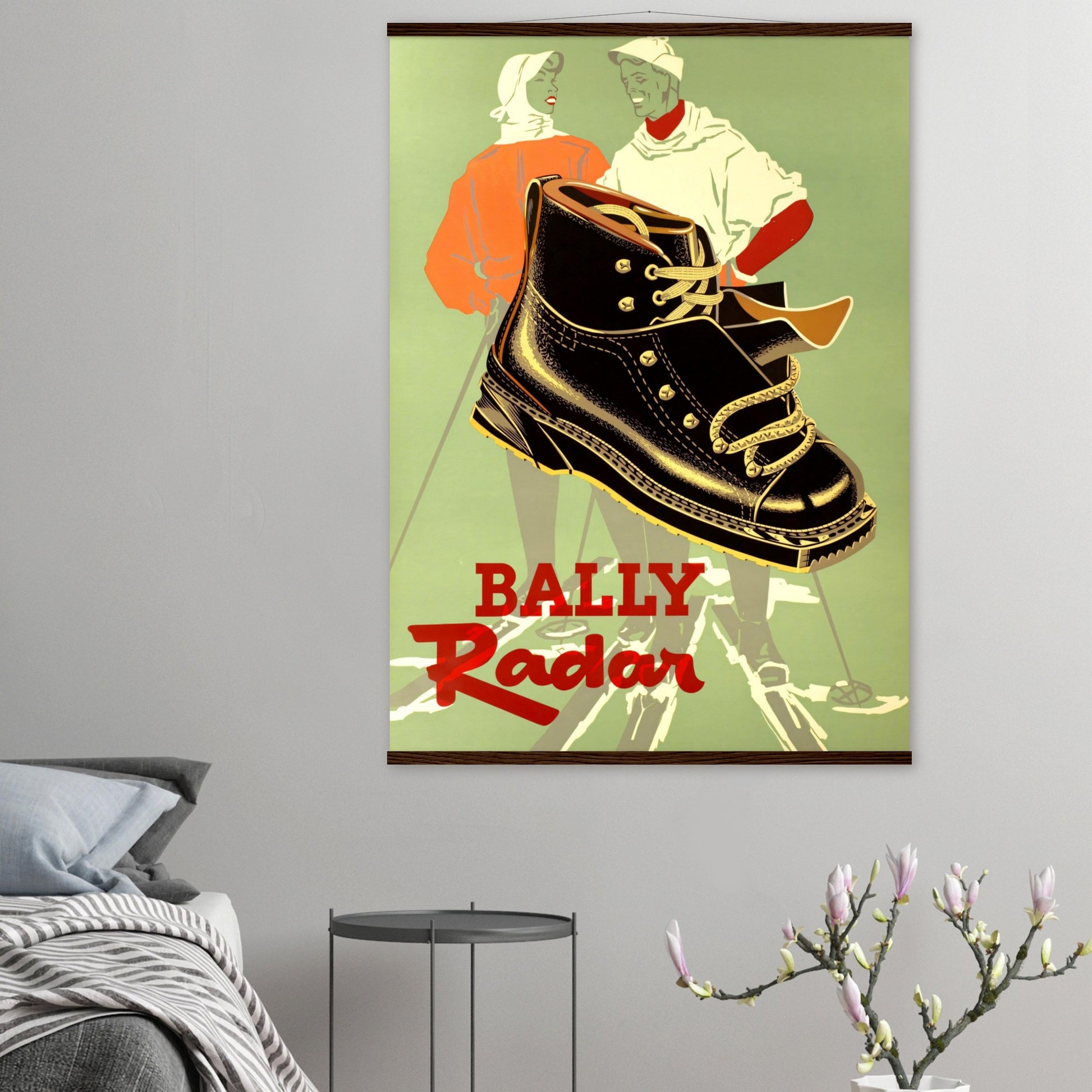 Vintage Poster Reprint, Bally Ski Boots, Wall Art on Premium Paper - Posterify