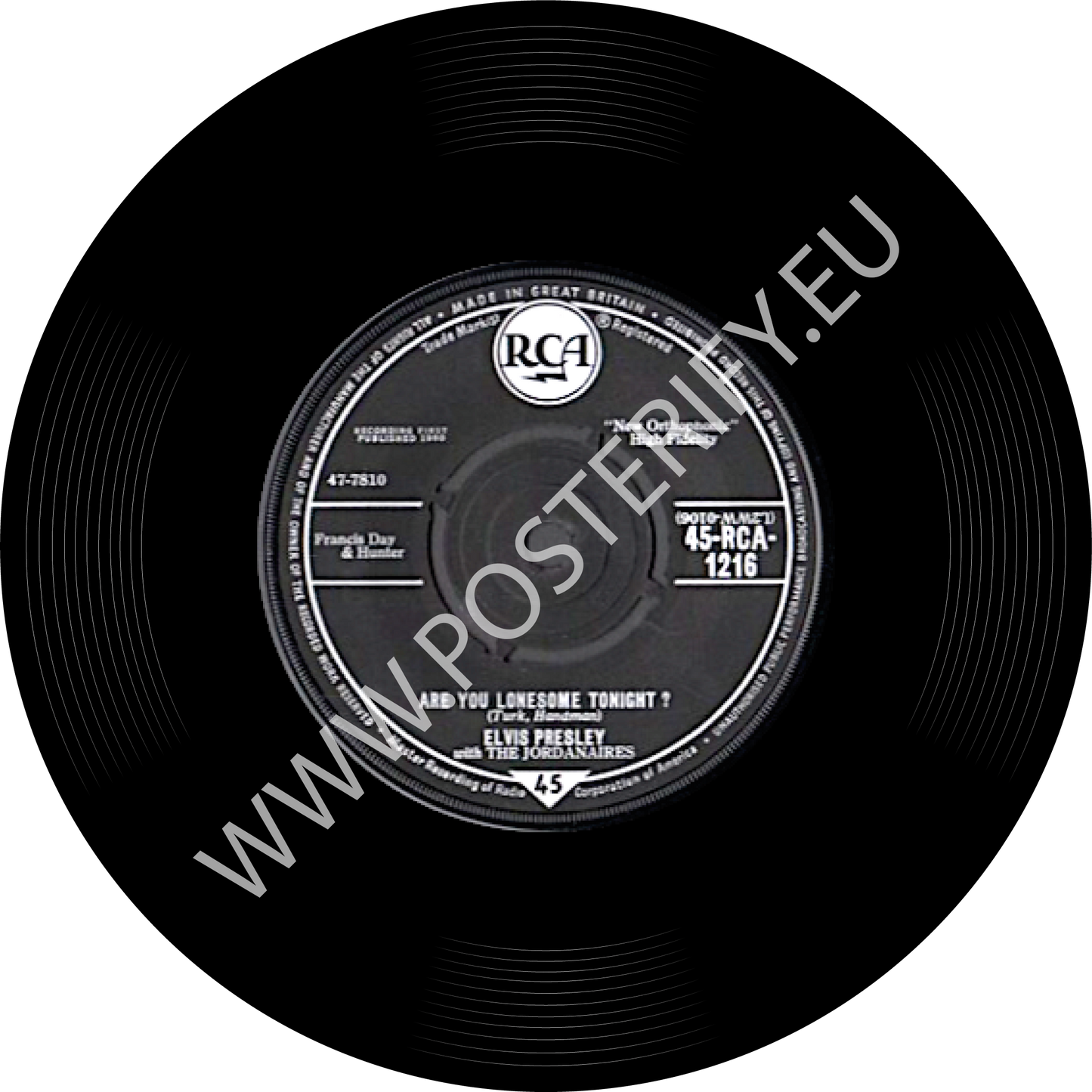 Elvis Presley, Are you lonesome.., Vinyl Record Round Mat (Can also be used as sound damper on wall)