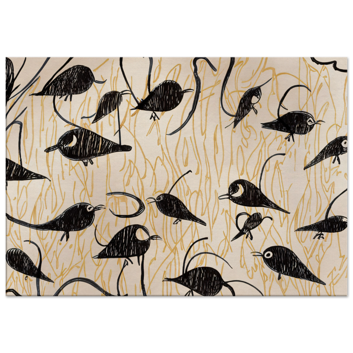 Canvas with birds #2 line pattern by Posterify Design - Posterify