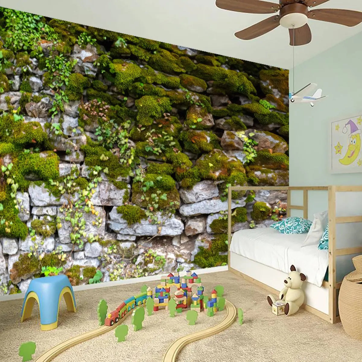 Moss and Natural Stone Wallpaper Sticker - Image #1