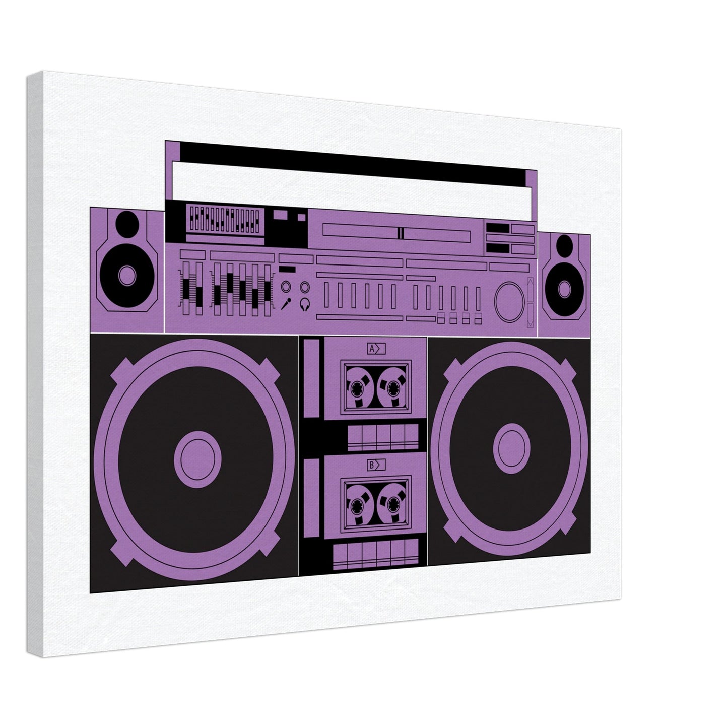 Ghetto Blaster, Bom Box, Purple graphics on Canvas - Posterify