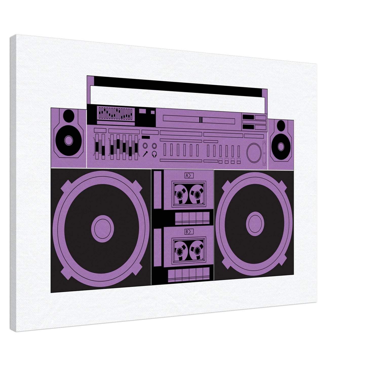 Ghetto Blaster, Bom Box, Purple graphics on Canvas - Posterify