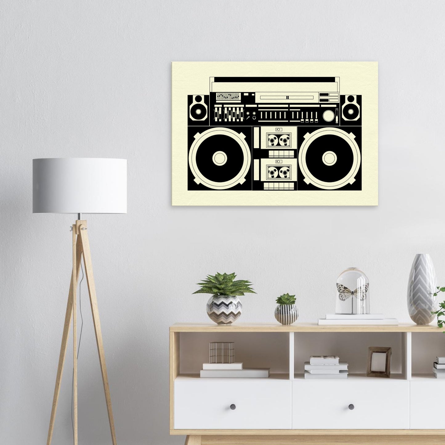 Ghetto Blaster, Bom Box, Sepia graphics on Canvas - Posterify