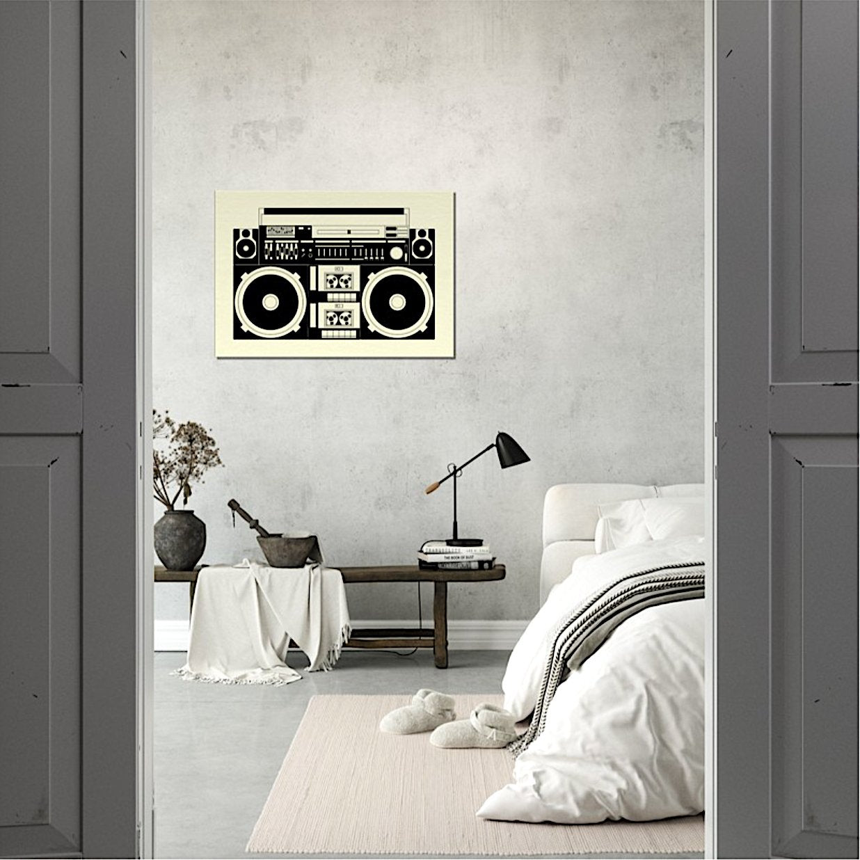 Ghetto Blaster, Bom Box, Sepia graphics on Canvas - Posterify