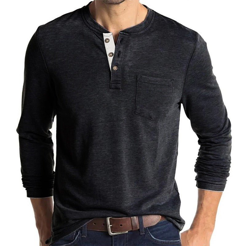 Hillside Autumn And Winter Men's Long Sleeved T - Shirt Solid Color Base Shirt - Posterify