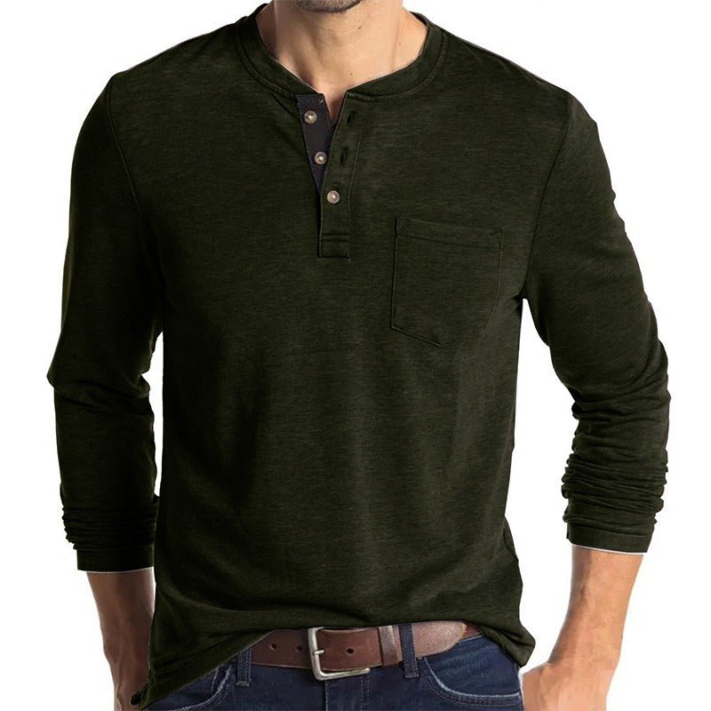 Hillside Autumn And Winter Men's Long Sleeved T - Shirt Solid Color Base Shirt - Posterify