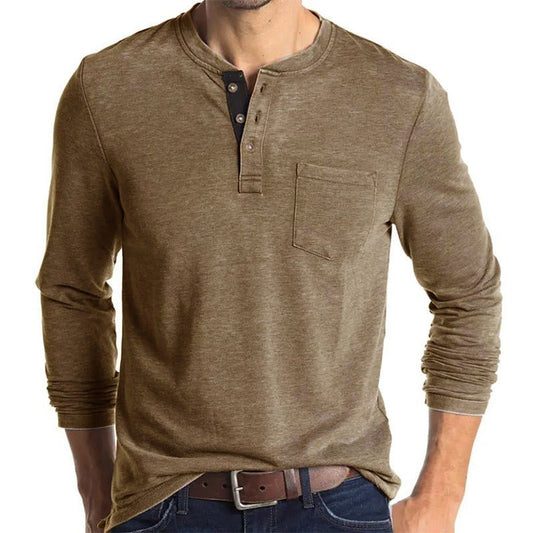 Hillside Autumn And Winter Men's Long Sleeved T - Shirt Solid Color Base Shirt - Posterify