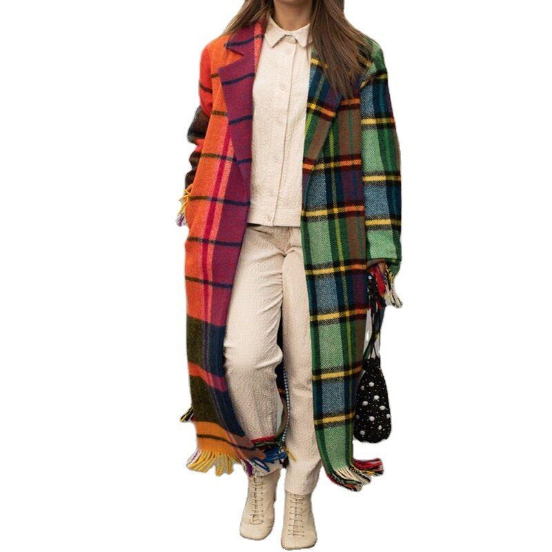 Hillside Full Hooded Coat Printed Casual Long Woolen Women Clothes Jacket - Posterify