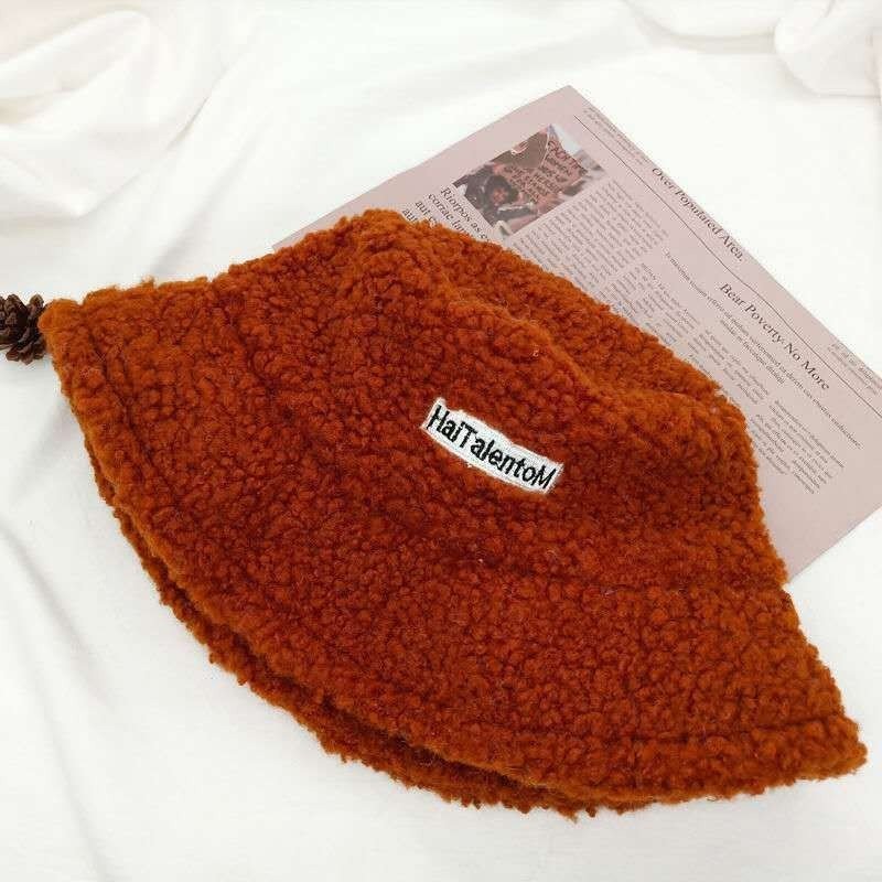 Hillside Hat Female Autumn And Winter Warm Lambswool Fishing Cap Korean Fashion Plush Cap New Fashion Letter Cap - Posterify