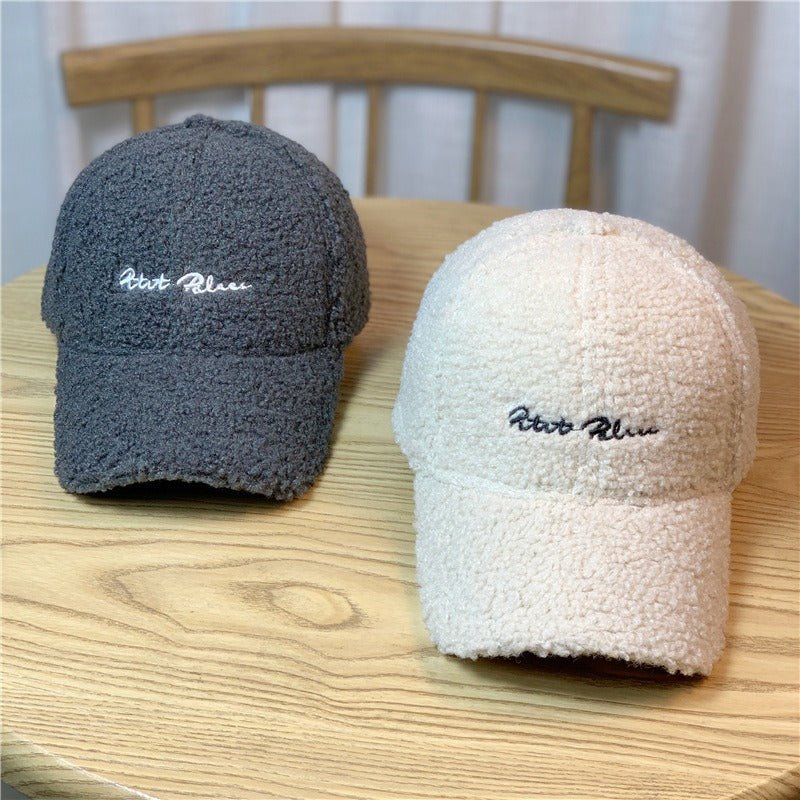 Hillside Lamb Hair Hat Female Autumn And Winter Fashion Plush Duck Tongue Hat Winter Lambswool Baseball Cap Winter - Posterify