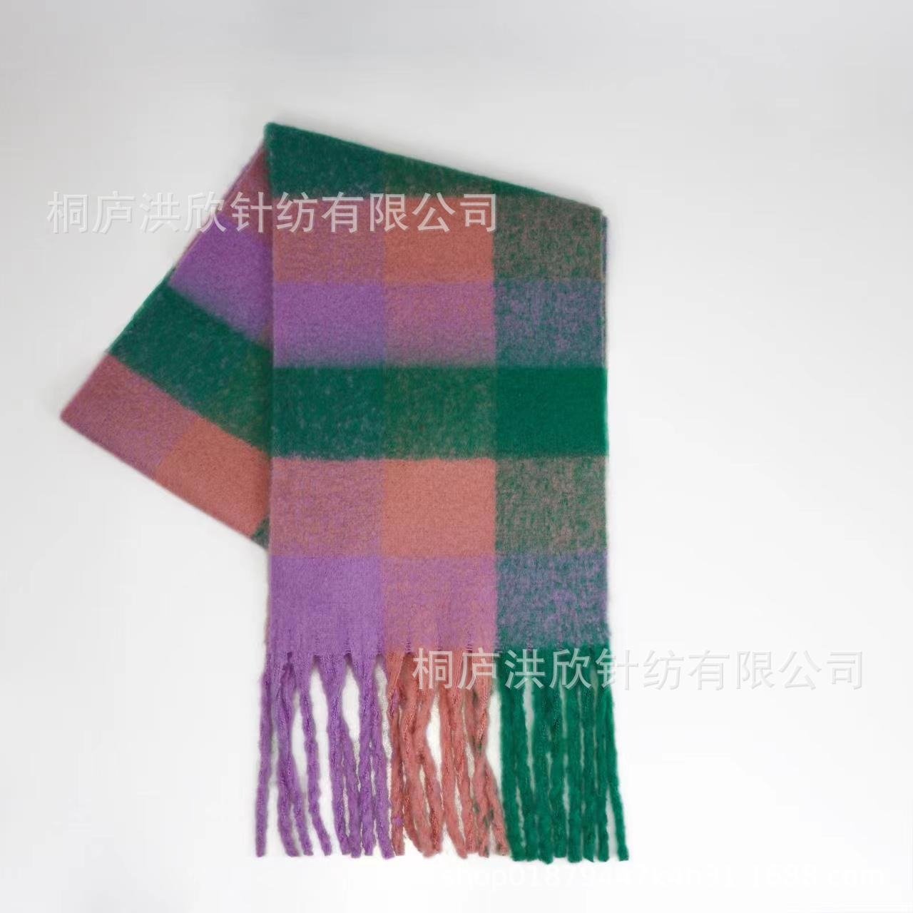 Hillside Men's and Women's Autumn and Winter Fashion Warm Rainbow Plaid Shawl Versatile Tassel Scarf - Posterify