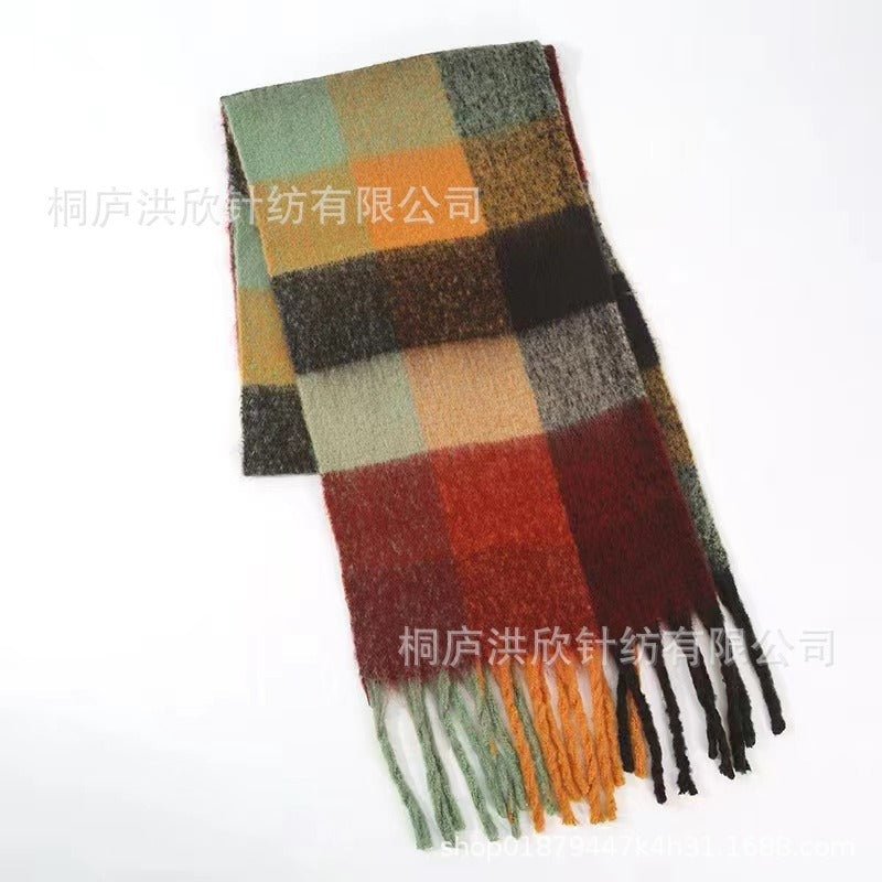 Hillside Men's and Women's Autumn and Winter Fashion Warm Rainbow Plaid Shawl Versatile Tassel Scarf - Posterify