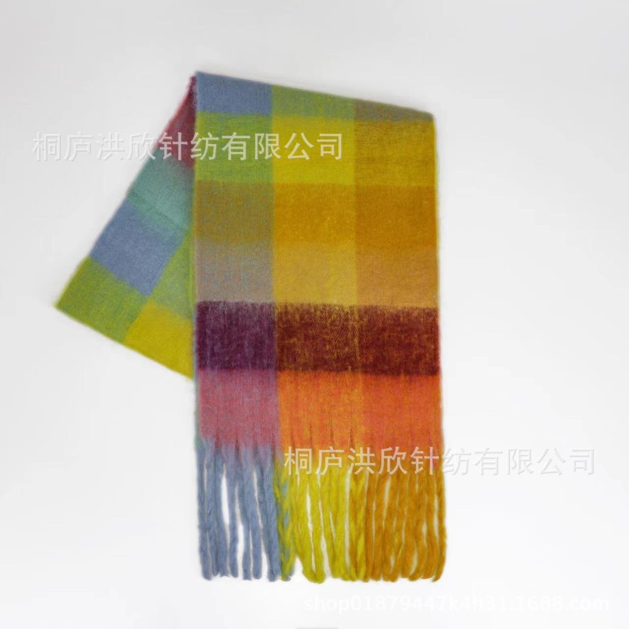 Hillside Men's and Women's Autumn and Winter Fashion Warm Rainbow Plaid Shawl Versatile Tassel Scarf - Posterify