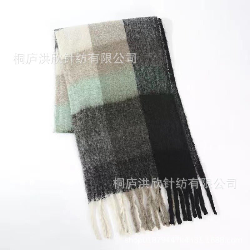 Hillside Men's and Women's Autumn and Winter Fashion Warm Rainbow Plaid Shawl Versatile Tassel Scarf - Posterify